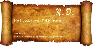 Malkovics Dénes névjegykártya